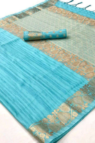 BLUE GALA HANDLOOM WEAVING SILK SAREE