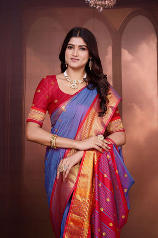 Blue Pure Aura South Soft Silk Pattu Saree_Kumari Sarees