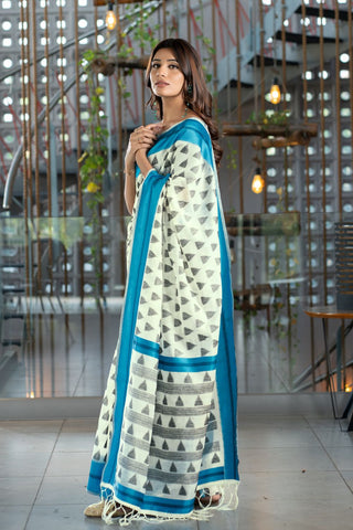 Blue Soft Cotton Handloom Saree