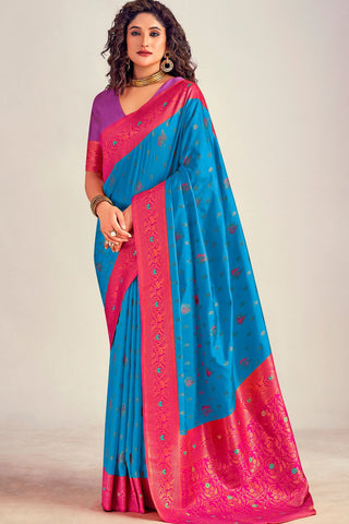 BLUE SOFT SILK SAREE