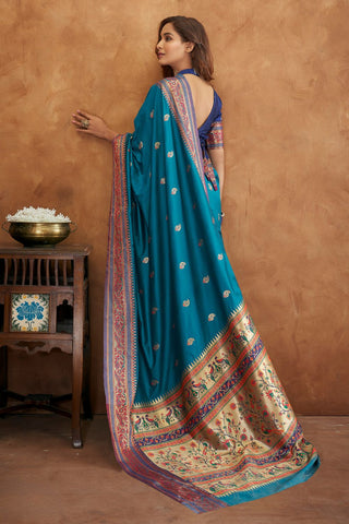 Blue Banarasi Soft Silk Saree_Kumari Sarees