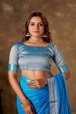 Blue Georgette Silk Saree_Kumari Sarees