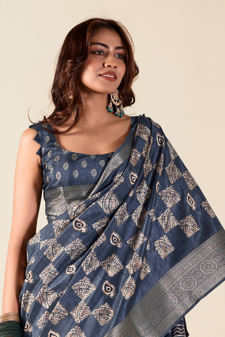 Blue Soft Dola Silk Saree