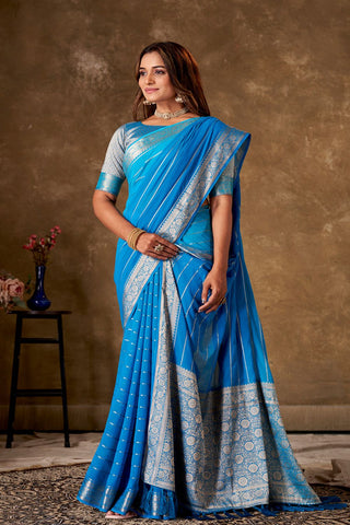 Blue Georgette Silk Saree_Kumari Sarees