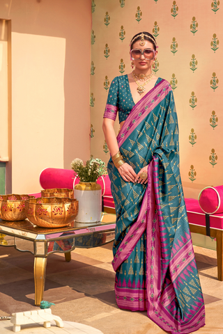 Blue Patola Silk Saree