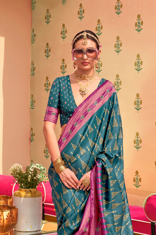 Blue Patola Silk Saree