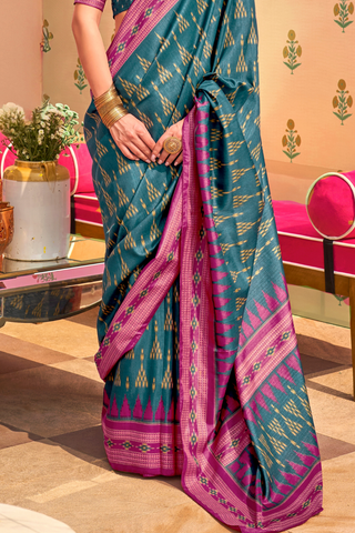 Blue Patola Silk Saree