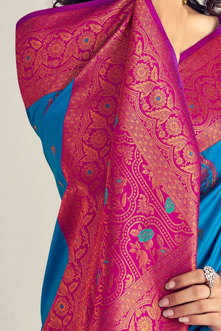 BLUE&RED SOFT SILK SAREE