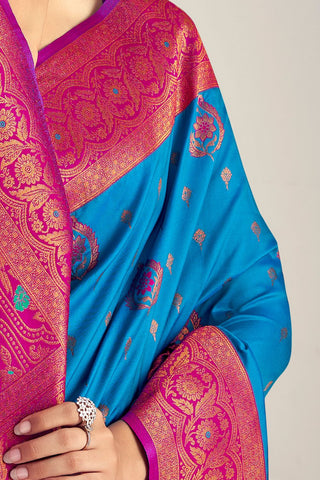 BLUE&RED SOFT SILK SAREE