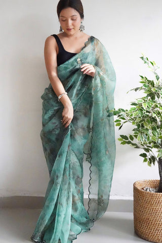 BLUE ORGANZA SILK SAREE