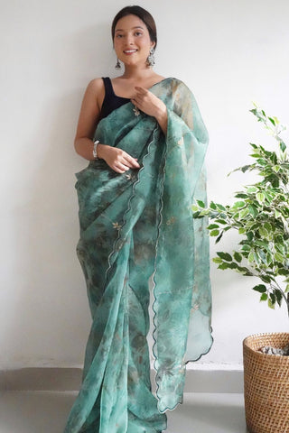 BLUE ORGANZA SILK SAREE