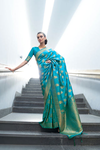 BLUE KANJEEVARAM HANDLOOM SILK SAREE 