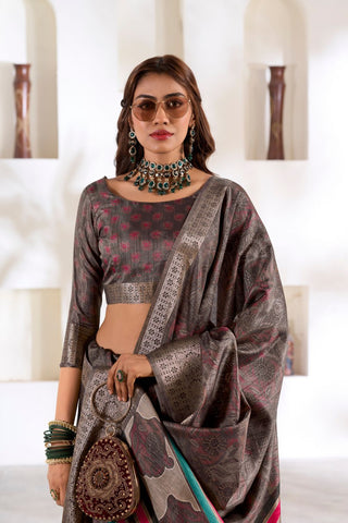 BROWN SOFT DOLA SILK SAREE