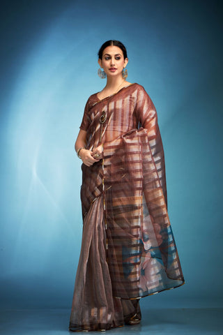 Brown Tissue Silk Saree_Kumari Sarees