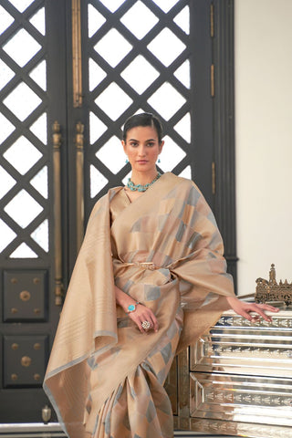 BROWN LEHARIYA - MODAL HANDLOOM WEAVING SAREE