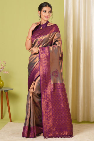 Brown Banarasi Silk Saree_Kumari Sarees