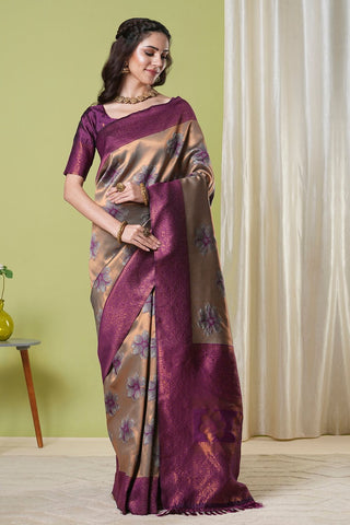 Brown Banarasi Silk Saree