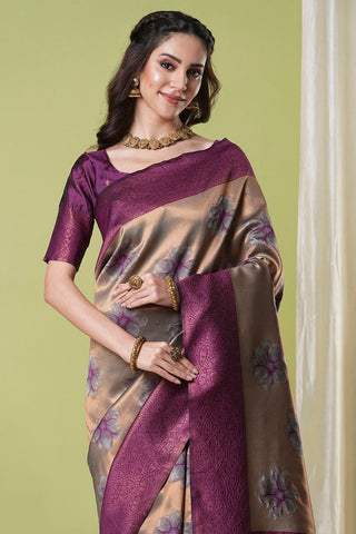 Brown Banarasi Silk Saree