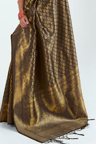 BROWN KANJEEVARAM HANDLOOM SILK SAREE 