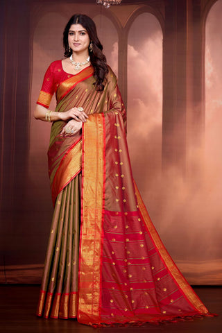 Orange Pure Aura South Soft Silk Pattu Saree_Kumari Sarees