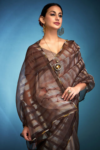 Brown Tissue Silk Saree_Kumari Sarees