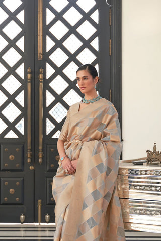 BROWN LEHARIYA - MODAL HANDLOOM WEAVING SAREE