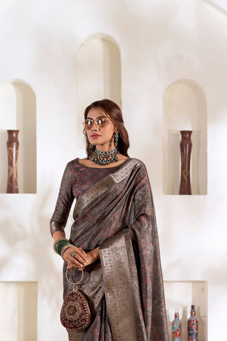 BROWN SOFT DOLA SILK SAREE