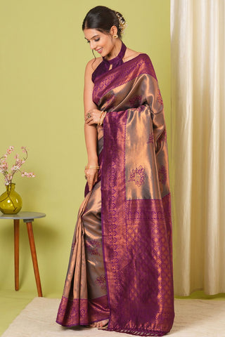 Brown Banarasi Silk Saree_Kumari Sarees