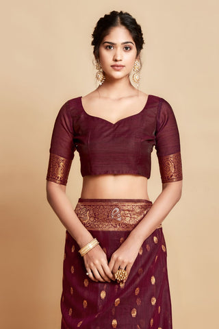 BROWN LINEN CHANDERI SAREE