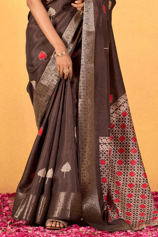 BROWN SOFT DOLA SILK SAREE