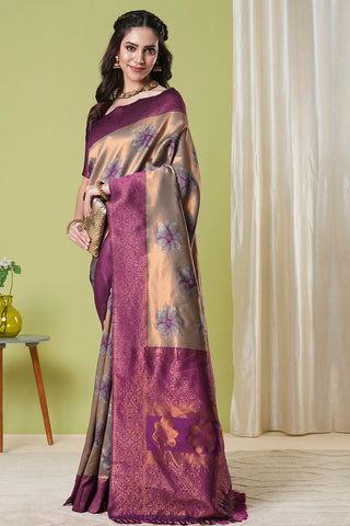 Brown Banarasi Silk Saree