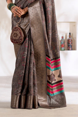 BROWN SOFT DOLA SILK SAREE