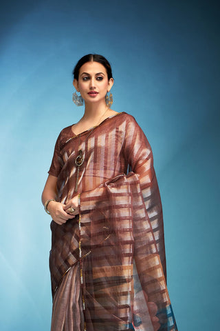 Brown Tissue Silk Saree_Kumari Sarees