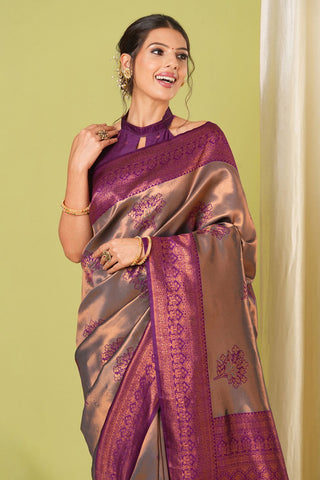 Brown Banarasi Silk Saree_Kumari Sarees