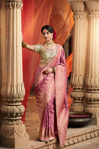 Brown Pure Satin Fancy Saree