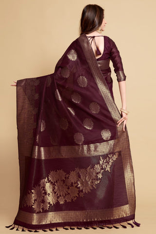 BROWN LINEN CHANDERI SAREE