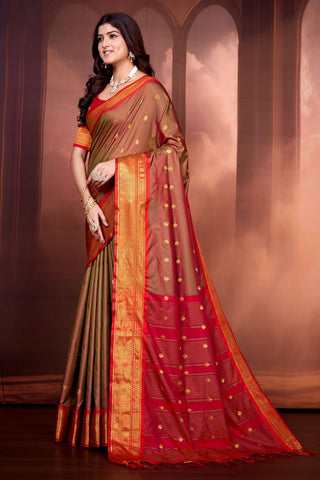 Orange Pure Aura South Soft Silk Pattu Saree_Kumari Sarees