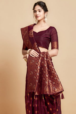 BROWN LINEN CHANDERI SAREE