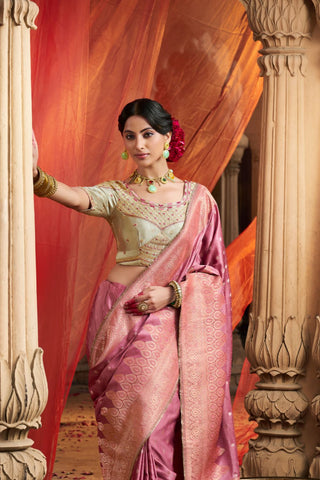 Brown Pure Satin Fancy Saree