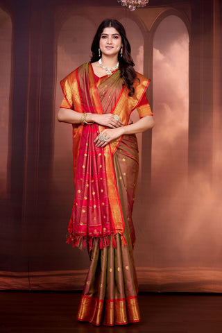 Orange Pure Aura South Soft Silk Pattu Saree_Kumari Sarees