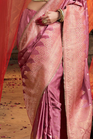 Brown Pure Satin Fancy Saree