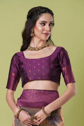 Brown Banarasi Silk Saree