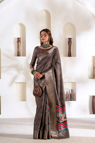 BROWN SOFT DOLA SILK SAREE