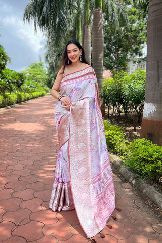 BROWN TUSSAR DOLA SATIN SILK SAREE