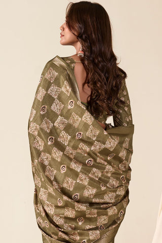 BROWN SOFT DOLA SILK SAREE