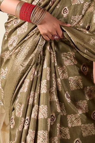 BROWN SOFT DOLA SILK SAREE