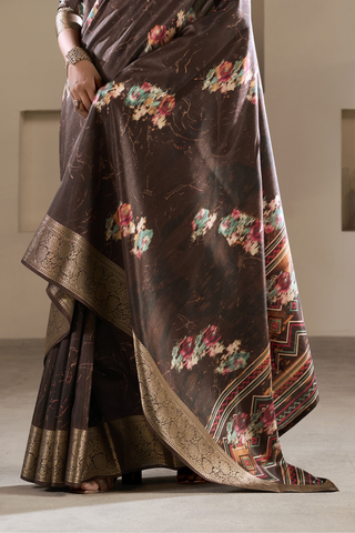 Brown Soft Dola Silk Saree