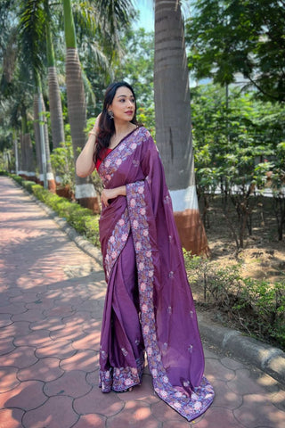 CHERRY SIMMER SILK SAREE