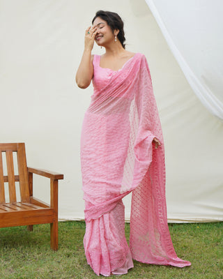 Pink Georgette Silk Saree