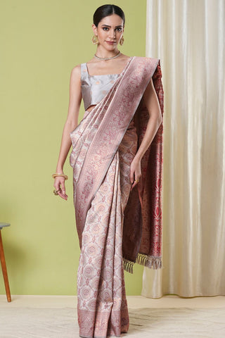 Cream Banarasi Silk Saree_Kumari Sarees